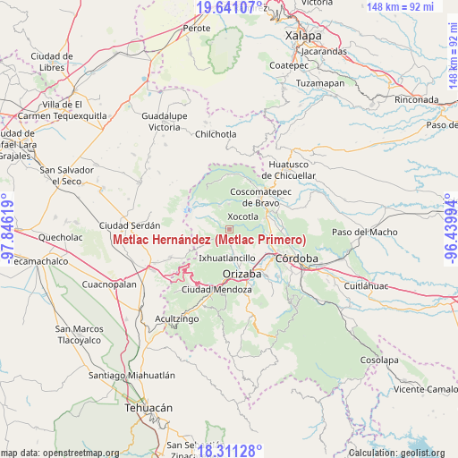 Metlac Hernández (Metlac Primero) on map