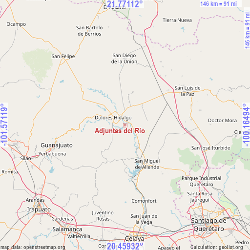 Adjuntas del Río on map