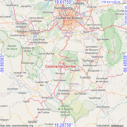 Colonia los Cerritos on map