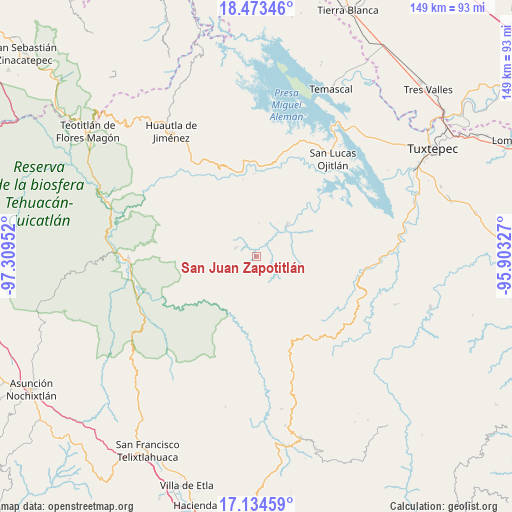 San Juan Zapotitlán on map