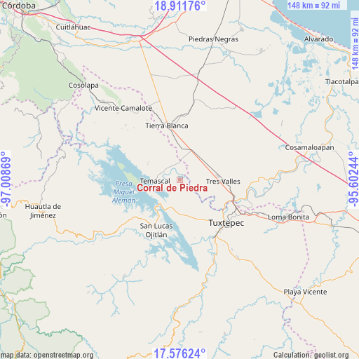 Corral de Piedra on map