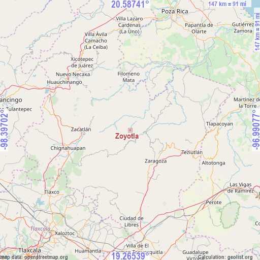 Zoyotla on map