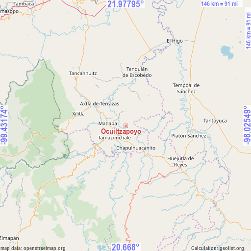 Ocuiltzapoyo on map