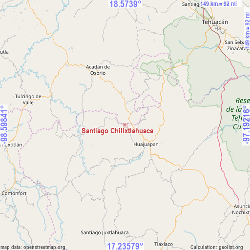 Santiago Chilixtlahuaca on map