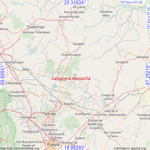 Calpanería Atezquilla on map