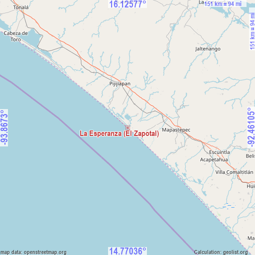 La Esperanza (El Zapotal) on map