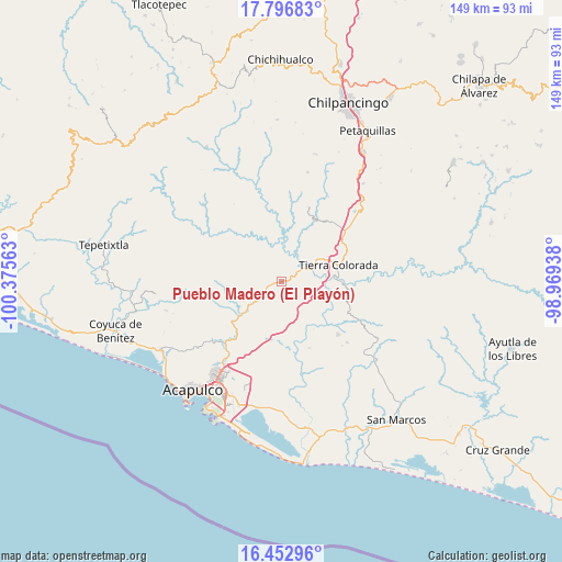 Pueblo Madero (El Playón) on map
