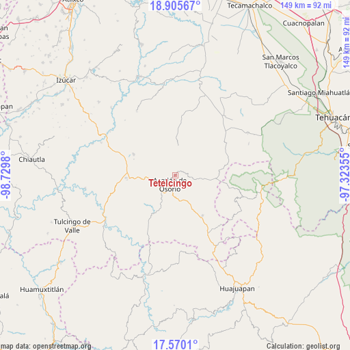 Tetelcingo on map