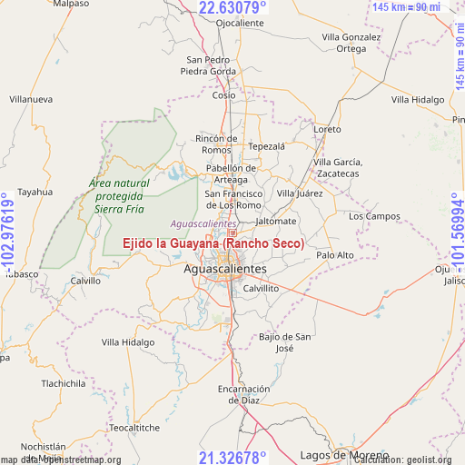 Ejido la Guayana (Rancho Seco) on map