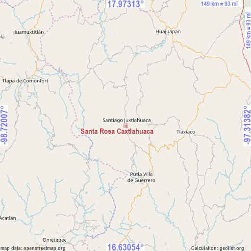 Santa Rosa Caxtlahuaca on map