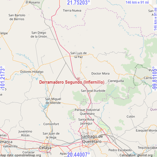Derramadero Segundo (Infiernillo) on map