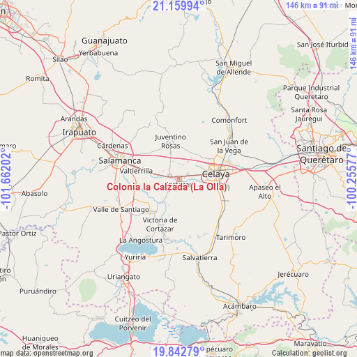 Colonia la Calzada (La Olla) on map