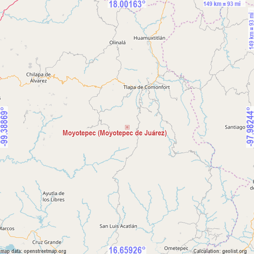 Moyotepec (Moyotepec de Juárez) on map