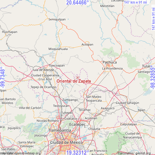 Oriental de Zapata on map