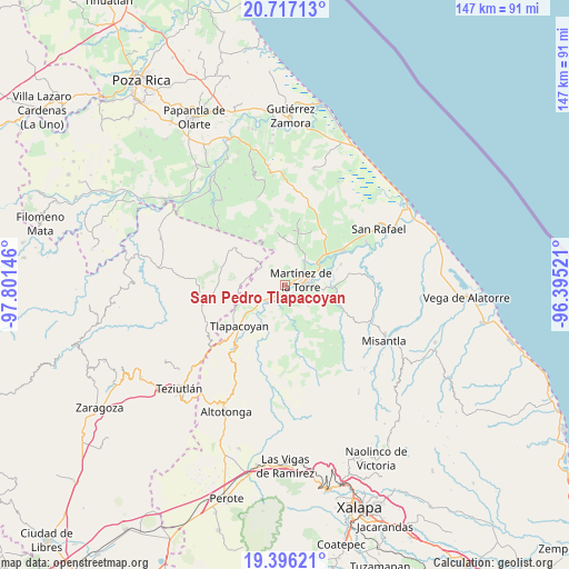 San Pedro Tlapacoyan on map