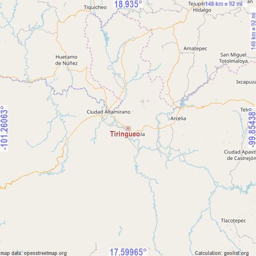 Tiringueo on map