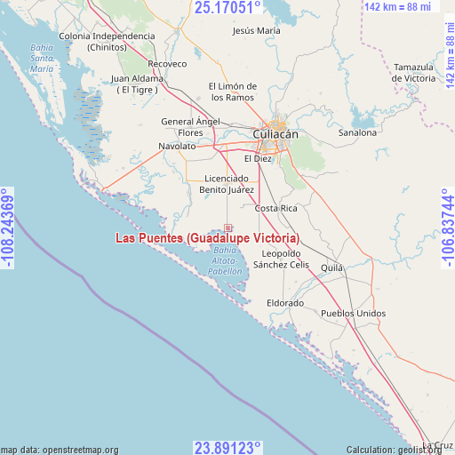 Las Puentes (Guadalupe Victoria) on map