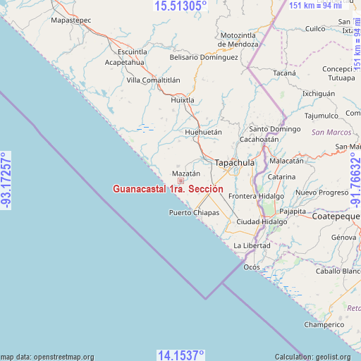 Guanacastal 1ra. Sección on map