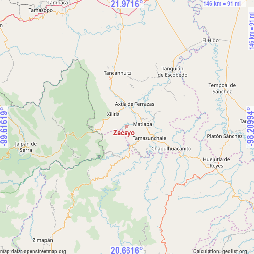Zacayo on map
