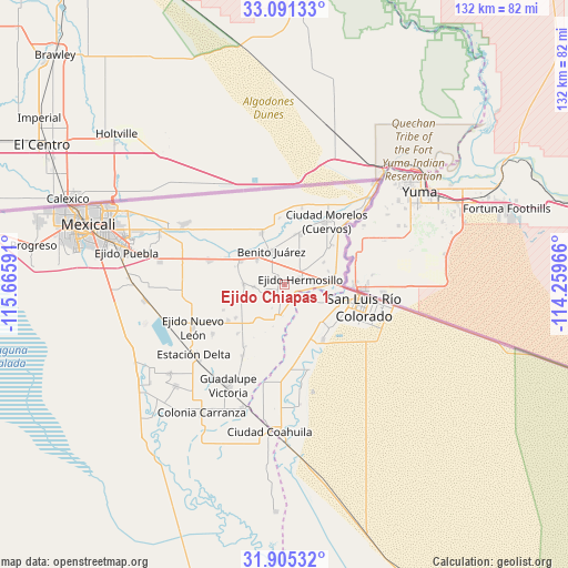 Ejido Chiapas 1 on map