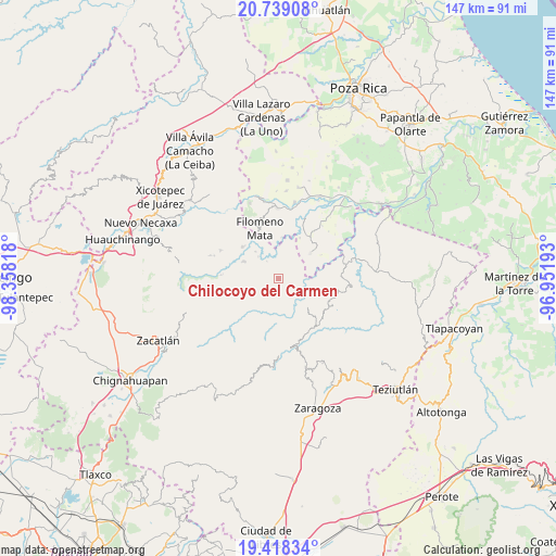 Chilocoyo del Carmen on map