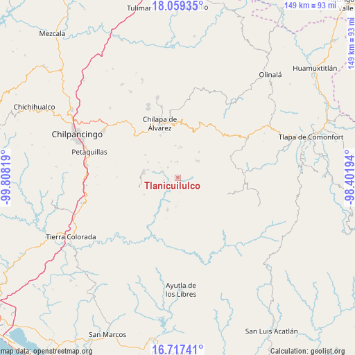 Tlanicuilulco on map