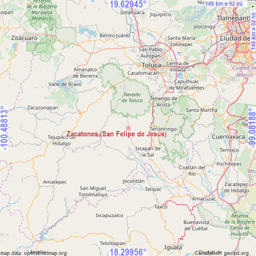 Zacatones (San Felipe de Jesús) on map