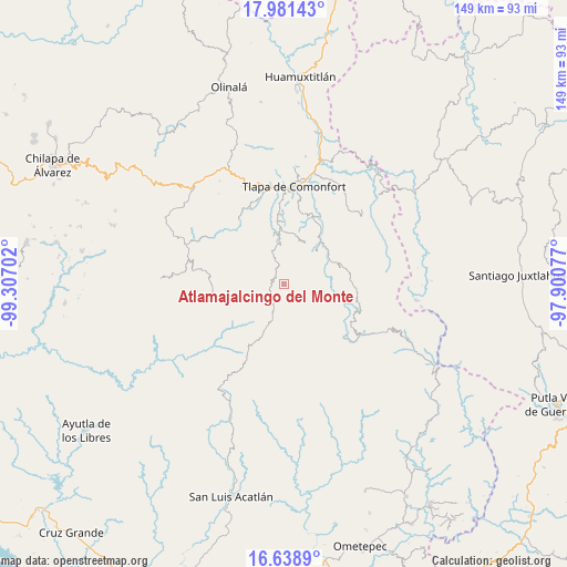 Atlamajalcingo del Monte on map