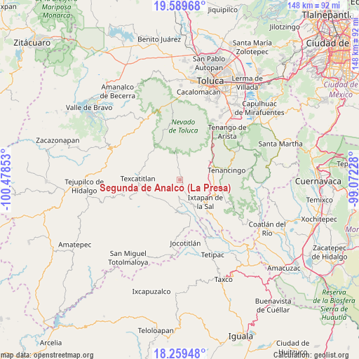 Segunda de Analco (La Presa) on map