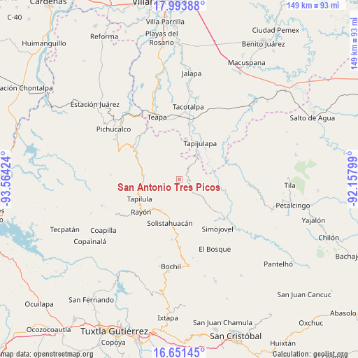 San Antonio Tres Picos on map