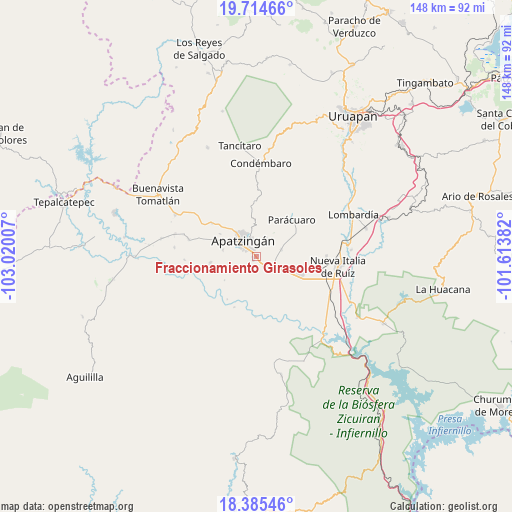 Fraccionamiento Girasoles on map