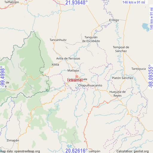 Ixteamel on map