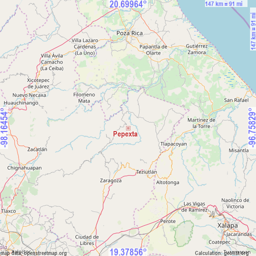 Pepexta on map