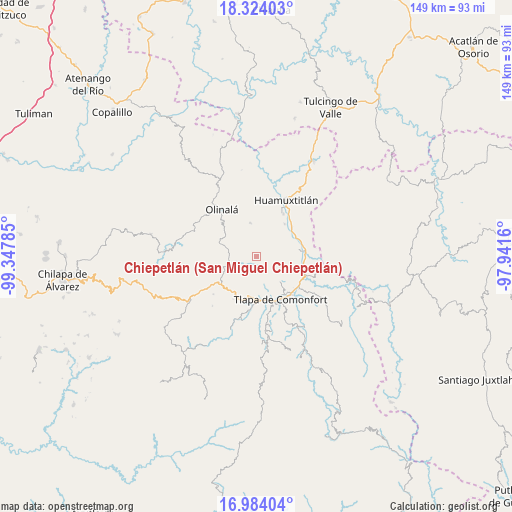Chiepetlán (San Miguel Chiepetlán) on map