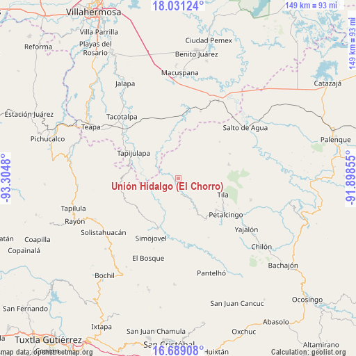 Unión Hidalgo (El Chorro) on map