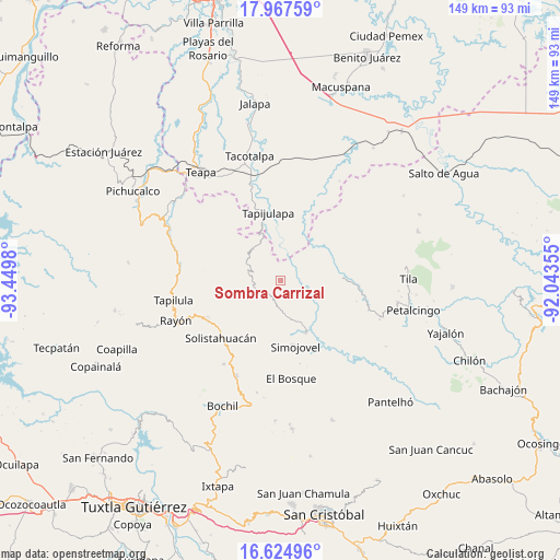 Sombra Carrizal on map