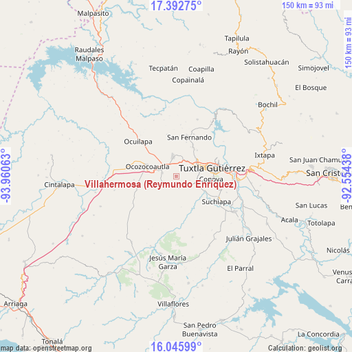 Villahermosa (Reymundo Enríquez) on map