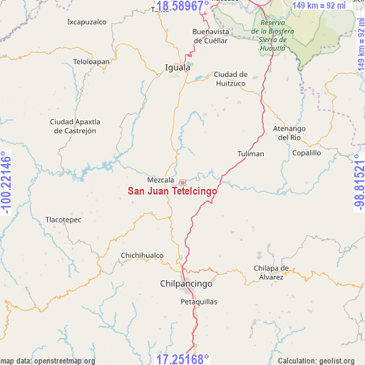 San Juan Tetelcingo on map