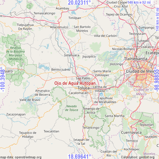 Ojo de Agua Autopan on map