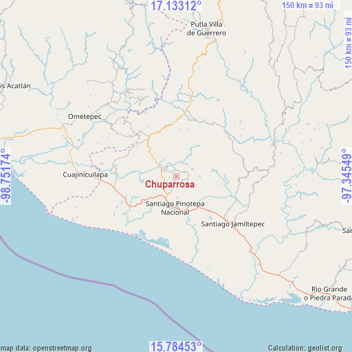 Chuparrosa on map