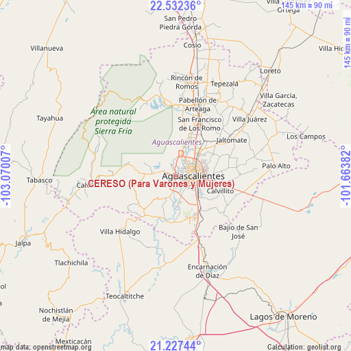 CERESO (Para Varones y Mujeres) on map