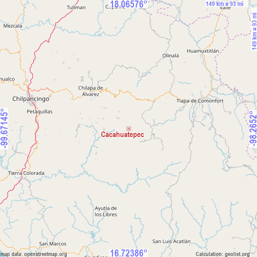 Cacahuatepec on map