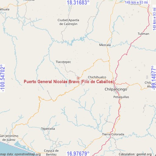 Puerto General Nicolás Bravo (Filo de Caballos) on map