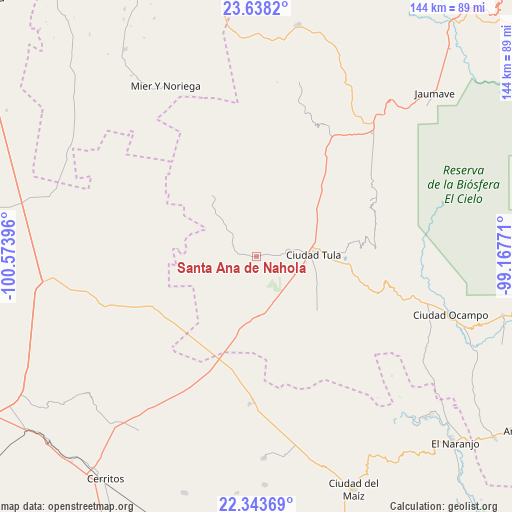 Santa Ana de Nahola on map