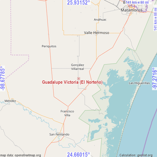 Guadalupe Victoria (El Norteño) on map