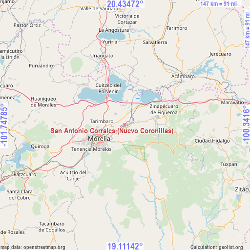 San Antonio Corrales (Nuevo Coronillas) on map