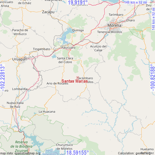 Santas Marías on map