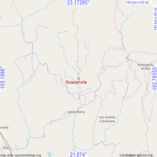 Huazamota on map