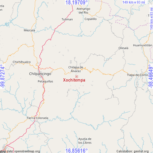 Xochitempa on map