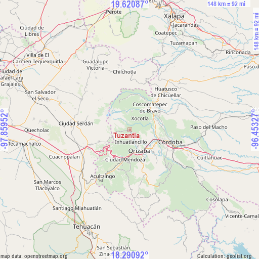 Tuzantla on map